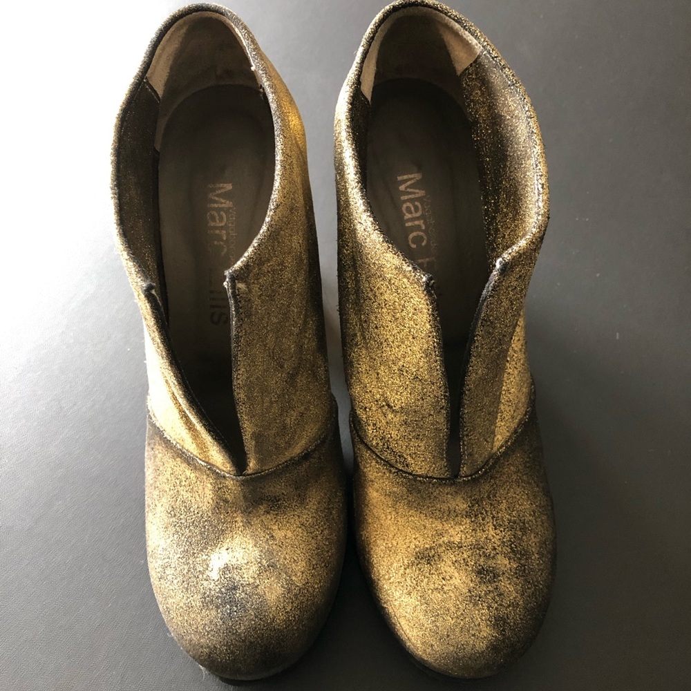 Mark Ellis worn gold booties, Sz 39, worn 1x